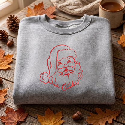 Christmas Santa Embroidered Sweatshirt, Merry Christmas Tree Sweatshirt, Winter Embroidered T Shirt, Sweatshirt For Woman Gift.