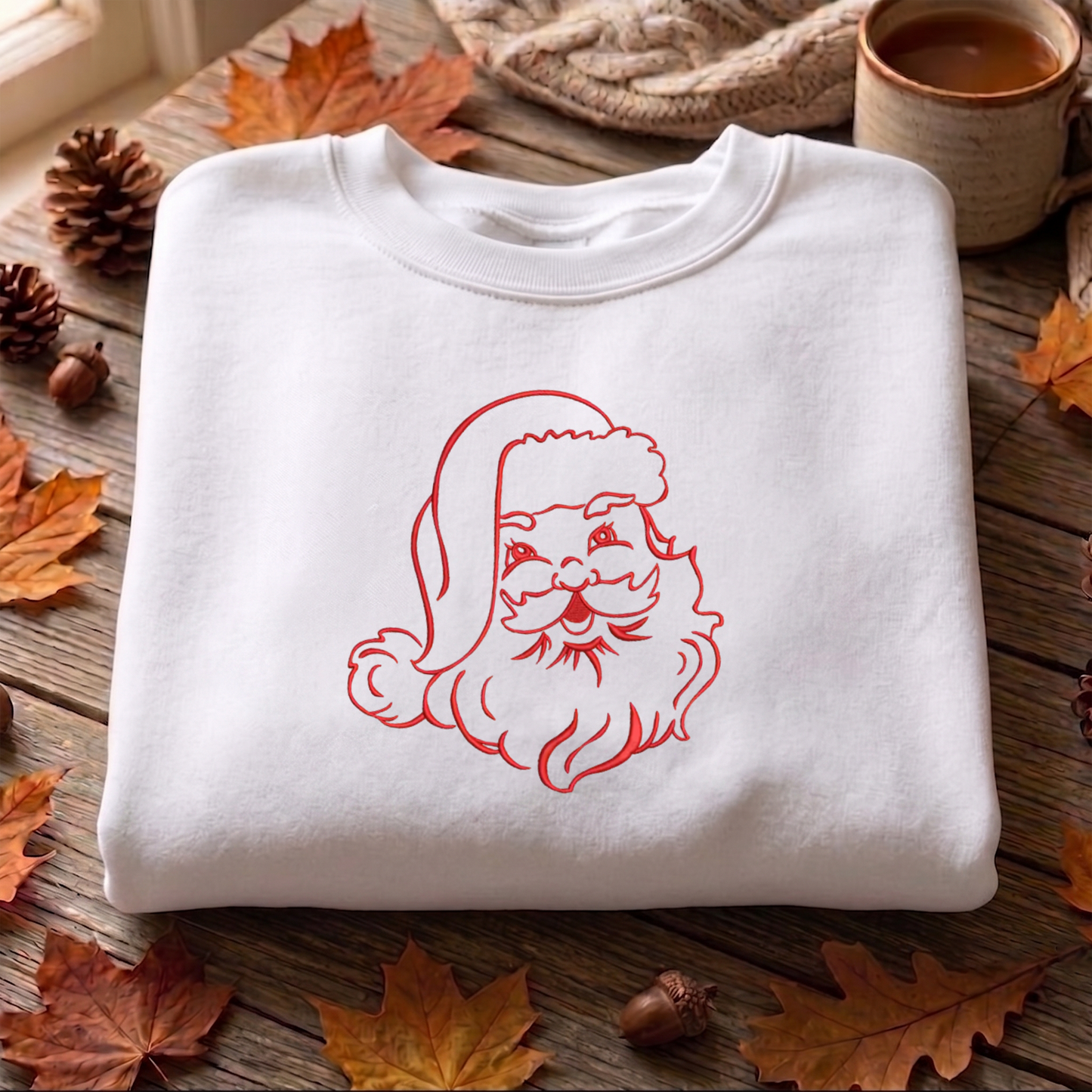 Christmas Santa Embroidered Sweatshirt, Merry Christmas Tree Sweatshirt, Winter Embroidered T Shirt, Sweatshirt For Woman Gift.