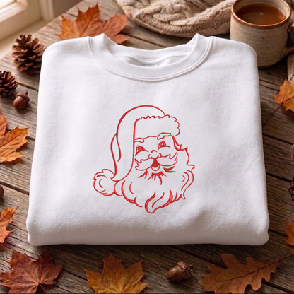 Christmas Santa Embroidered Sweatshirt, Merry Christmas Tree Sweatshirt, Winter Embroidered T Shirt, Sweatshirt For Woman Gift.