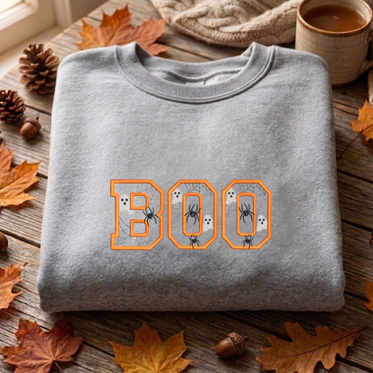 Boo Applique Embroidered Sweatshirt, Halloween Tree Sweatshirt, Fall Embroidered T Shirt, Sweatshirt For Woman Gift.