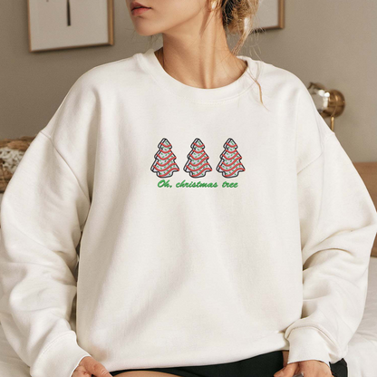 Oh, Christmas Tree Embroidered Sweatshirt, Merry Christmas Sweatshirt, Xams Embroidered T Shirt, Sweatshirt For Woman Gift.