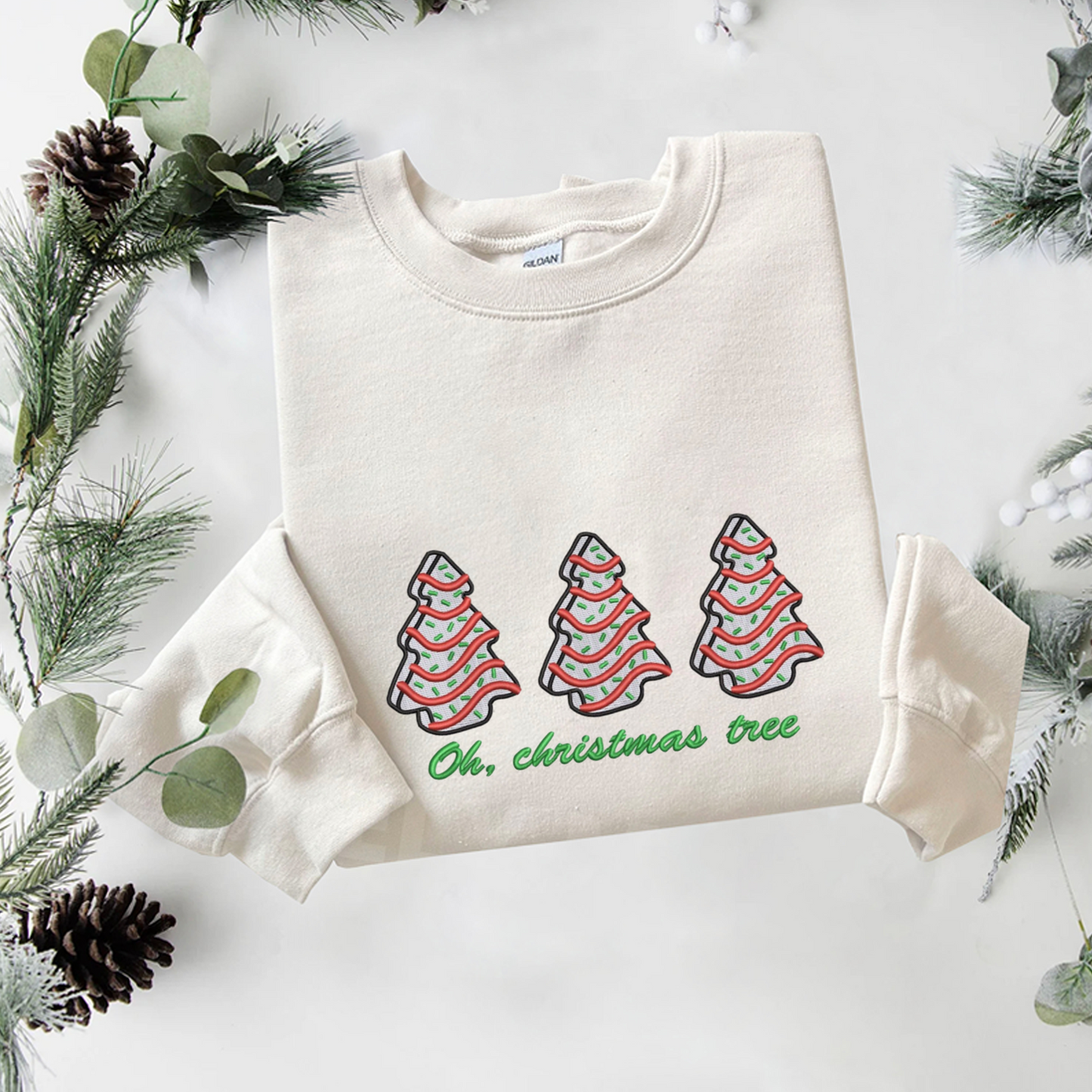 Oh, Christmas Tree Embroidered Sweatshirt, Merry Christmas Sweatshirt, Xams Embroidered T Shirt, Sweatshirt For Woman Gift.