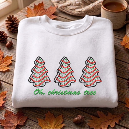 Oh, Christmas Tree Embroidered Sweatshirt, Merry Christmas Sweatshirt, Xams Embroidered T Shirt, Sweatshirt For Woman Gift.