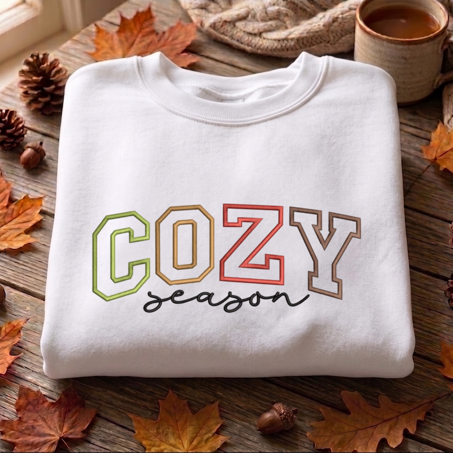Cozy Season Embroidered Sweatshirt, Christmas Candy Cane Sweatshirt, Xams Embroidered T Shirt, Sweatshirt For Woman Gift. (Copy) (Copy)