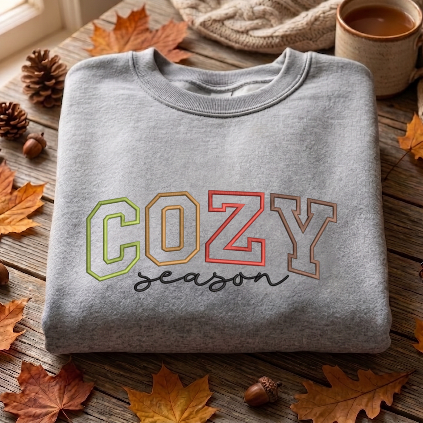Cozy Season Embroidered Sweatshirt, Christmas Candy Cane Sweatshirt, Xams Embroidered T Shirt, Sweatshirt For Woman Gift. (Copy) (Copy)