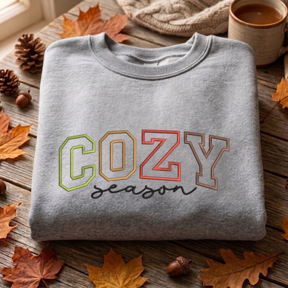 Cozy Season Embroidered Sweatshirt, Christmas Candy Cane Sweatshirt, Xams Embroidered T Shirt, Sweatshirt For Woman Gift. (Copy) (Copy)
