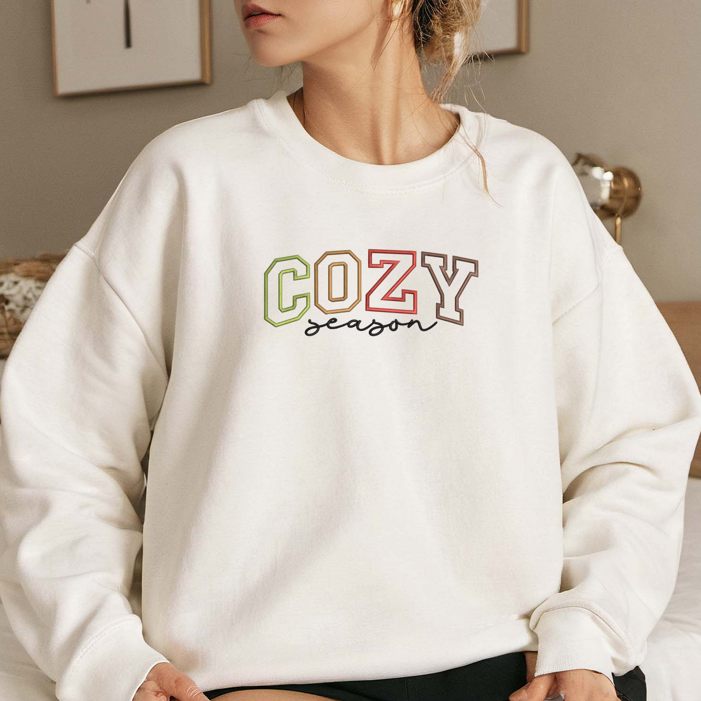 Cozy Season Embroidered Sweatshirt, Christmas Candy Cane Sweatshirt, Xams Embroidered T Shirt, Sweatshirt For Woman Gift. (Copy) (Copy)