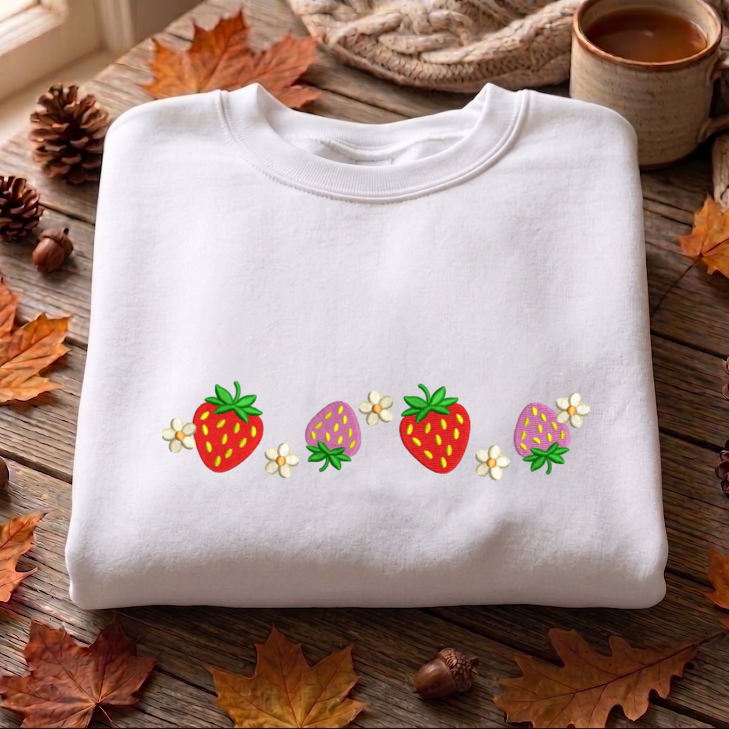 Strawberry Embroidered Sweatshirt, Gardener Sweatshirt, Summer Embroidered T Shirt, Sweatshirt For Woman Gift.