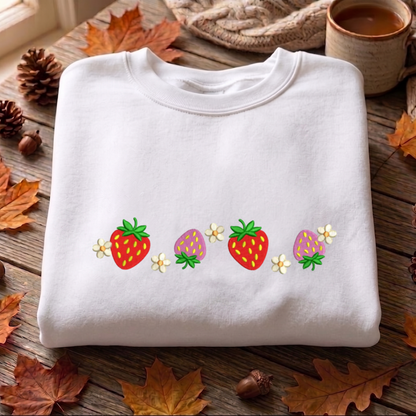 Strawberry Embroidered Sweatshirt, Gardener Sweatshirt, Summer Embroidered T Shirt, Sweatshirt For Woman Gift.