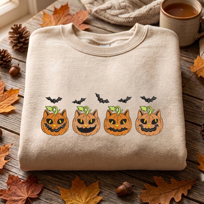 Pumpkin Embroidered Sweatshirt, Halloween Sweatshirt, Fall Embroidered T Shirt, Sweatshirt For Woman Gift.