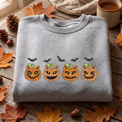 Pumpkin Embroidered Sweatshirt, Halloween Sweatshirt, Fall Embroidered T Shirt, Sweatshirt For Woman Gift.