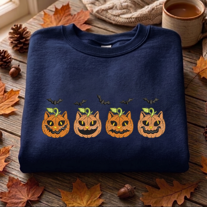 Pumpkin Embroidered Sweatshirt, Halloween Sweatshirt, Fall Embroidered T Shirt, Sweatshirt For Woman Gift.