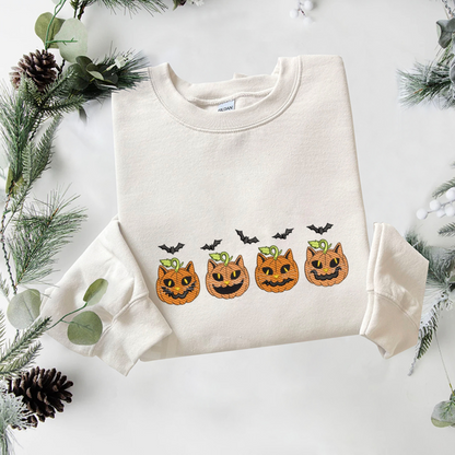 Pumpkin Embroidered Sweatshirt, Halloween Sweatshirt, Fall Embroidered T Shirt, Sweatshirt For Woman Gift.