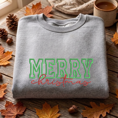 Merry Christmas Embroidered Sweatshirt, Christmas Sweatshirt, Merry Embroidered T Shirt, Sweatshirt For Woman Gift.
