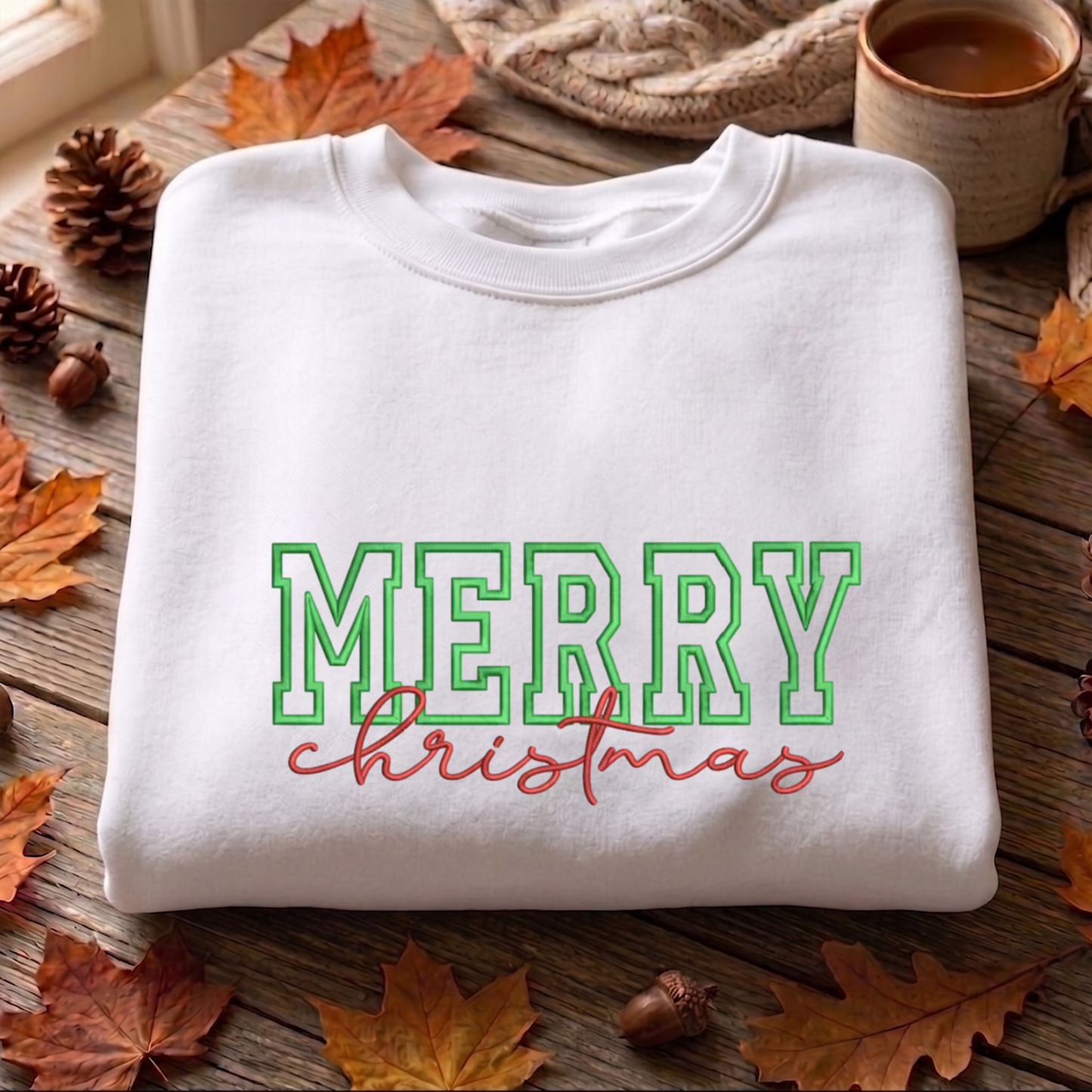 Merry Christmas Embroidered Sweatshirt, Christmas Sweatshirt, Merry Embroidered T Shirt, Sweatshirt For Woman Gift.