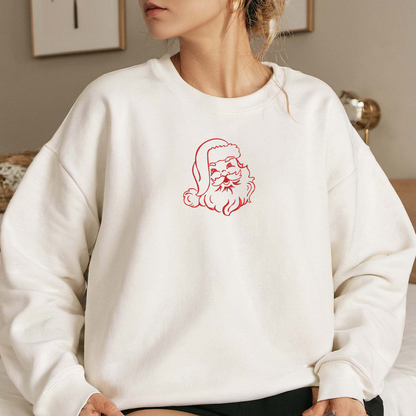 Christmas Santa Embroidered Sweatshirt, Merry Christmas Tree Sweatshirt, Winter Embroidered T Shirt, Sweatshirt For Woman Gift.